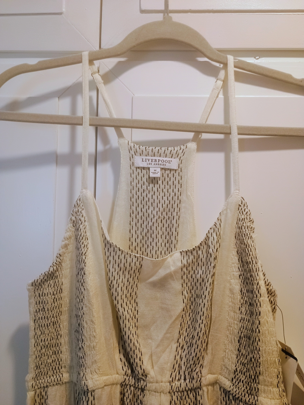 Liverpool Charcoal Thread Striped Cream Maxi Dress Adjustable Spaghetti Straps - Picture 3 of 9
